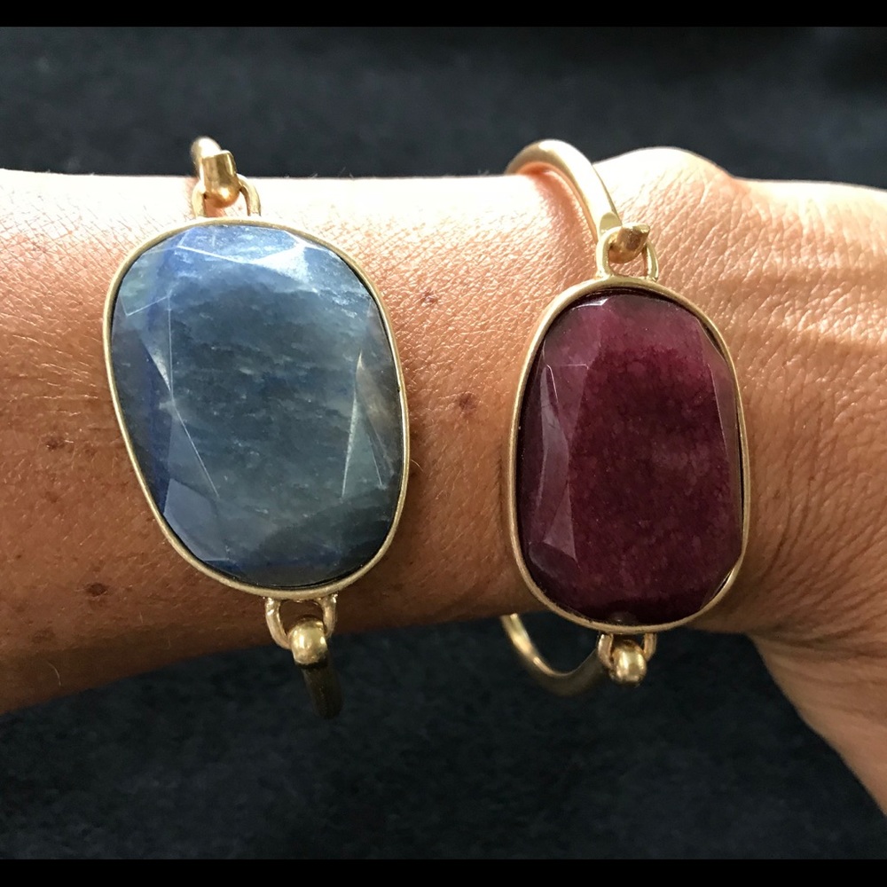 Set of bangles w/ cranberry & sky blue stones